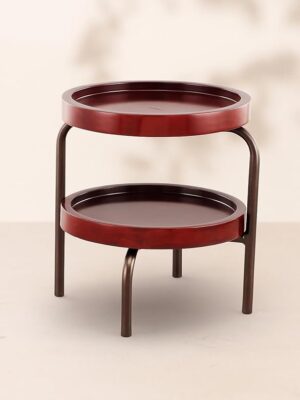 2 tier Cake Stand Mahogany wood & Brown Finish Made of Wood & Metal