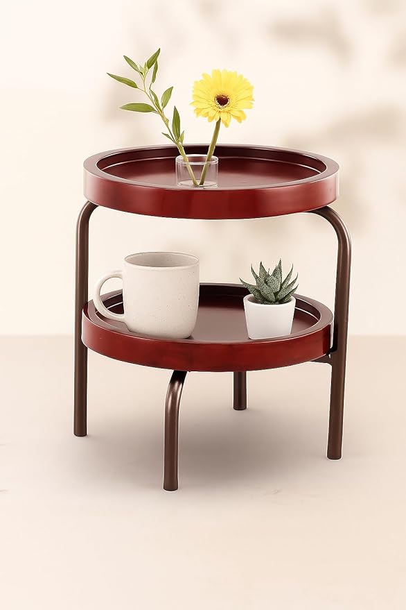2 tier Cake Stand Mahogany wood & Brown Finish Made of Wood & Metal