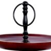 2 Tier Cake or Cookie Stand Mahogany Wood & Black Finish Made of Wood & Metal
