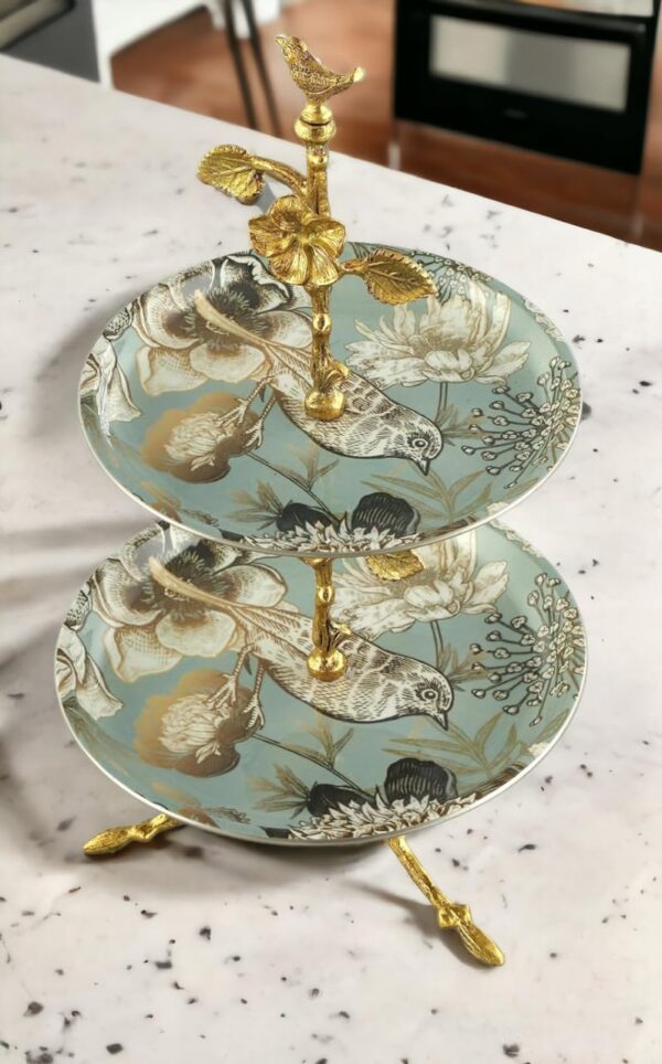 Luxuries 2 Tier Cake and Cupcake Stand for Birthdays/Wedding Party Cake Cutting Decoration, Dessert Holder/With Brass Stand (Height- 14 Inch) Made in India