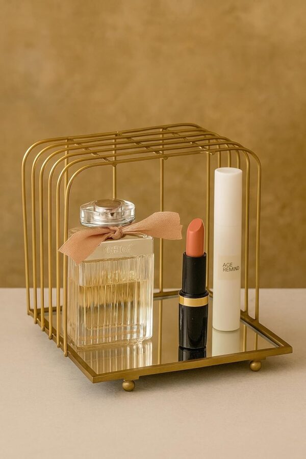 1-Tier Vanity Organizer with Mirror Base " & Perfume & Cosmetic Organizer Rack | Size (9L*9W*8H) inch