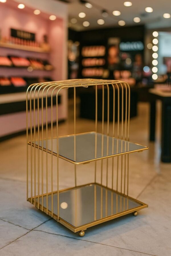 2 Tier Makeup Organizer with Mirror Shelves – Gold Finish " Size - (8L*8W*12H) inch