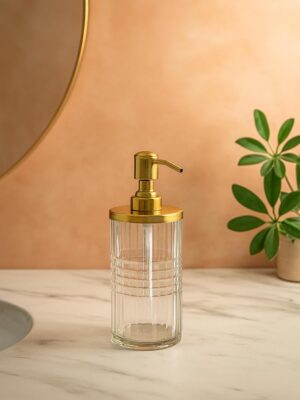 Clear Cutglass Soap/Lotion Dispenser 450 ml (Gold, Clear)