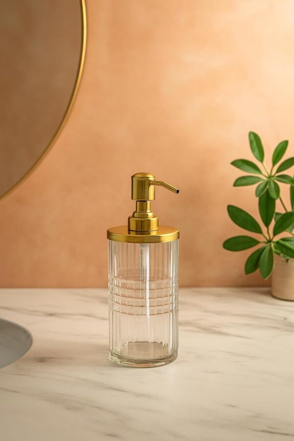 Clear Cutglass Soap/Lotion Dispenser 450 ml (Gold, Clear)