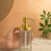 Clear Cutglass Soap/Lotion Dispenser 450 ml (Gold, Clear)