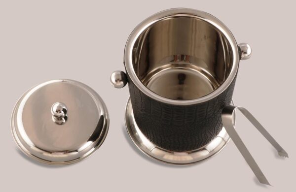 Black Leather Ice Bucket Set