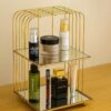 2 Tier Makeup Organizer with Mirror Shelves – Gold Finish " Size - (8L*8W*12H) inch