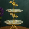 Luxuries 2 Tier Cake and Cupcake Stand for Birthdays/Wedding Party Cake Cutting Decoration, Dessert Holder/With Brass Stand (Height- 14 Inch) Made in India