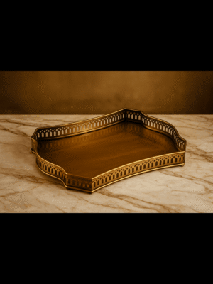 Antique Brass Perforated Serving or Decorative Tray 14" x 11" x 2" 'Made in India' Handcrafted Export Quality