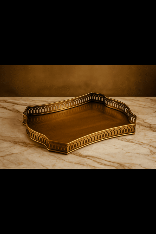 Antique Brass Perforated Serving or Decorative Tray 14" x 11" x 2" 'Made in India' Handcrafted Export Quality