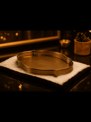 Brass Antique Tray for Serving-15x11 Inch-Serving Tray Set for Decoration-Tea Coffee Tray,Stylish Brass Antique Finish, Shape- Oval
