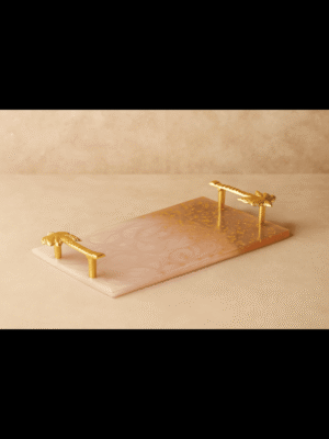 Blush Gold Elegance Resin Tray for Vanity & Jewelry Organizer & Coffee Table & Home Decor (14" X 8") Inch, Rectangle Tray