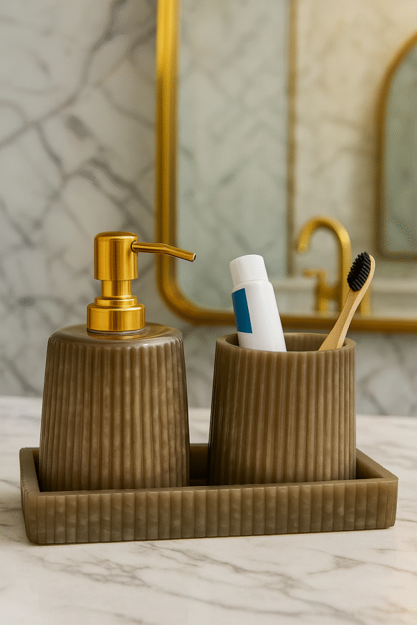 Black Resin Bathroom Accessories Set Of 3