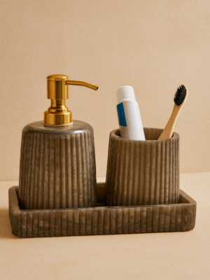 Black Resin Bathroom Accessories Set Of 3