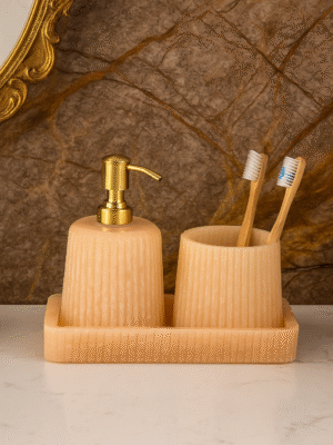 Resin bathroom set gold foil