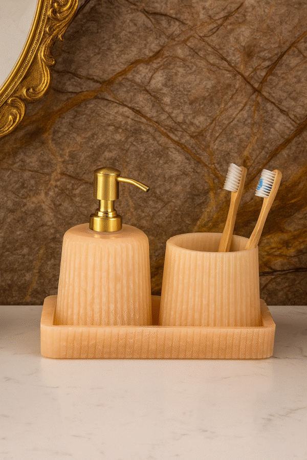 Resin bathroom set gold foil