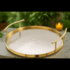Export Quality Stainless Steel Serving Tray with Champagne Gold & Hammered Shiny Finish, Size(14L*14W*2.7H) Made in India