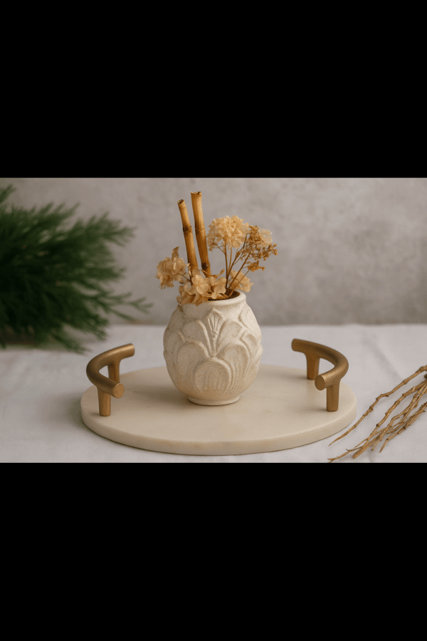 ChatGPT Image Jun 26, 2025, 05_54_18 PM (1) Beaufituly Crafted Marble (White) Tray 10.25" for Sweets, Cheese, Gifting or Decor W/Gold Handles Designed