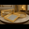 Decorative Mirror Tray for Serving (Rectangular, Square, Round), (Gold) Set of 3 Pcs