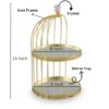 14 Inch Round Gold Metal 2-Tier With Mirror Tray Cake Stand Snack Platter For Home Decor (Gold)