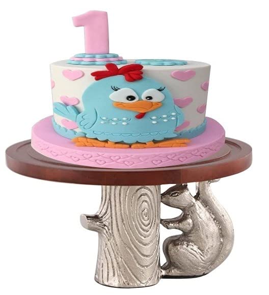 Cake Stand with Wooden top & Casted Squirrel 'Made in India'