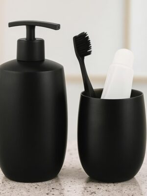 Stainless Steel Stainless "Steel Black Bathroom Accessory Set Soap Lotion Or Sanitizer Dispenser, 425ML Made in India