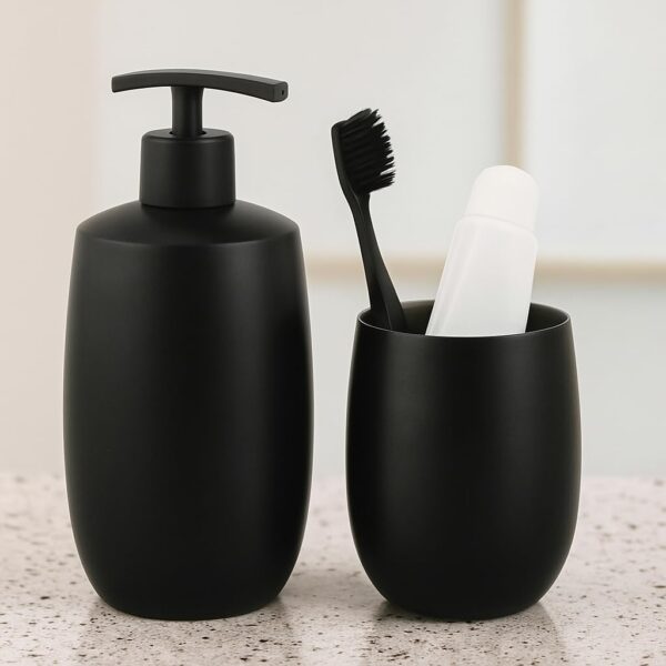 Stainless Steel Stainless "Steel Black Bathroom Accessory Set Soap Lotion Or Sanitizer Dispenser, 425ML Made in India