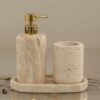 Travertine Marble 'Export Quality' 3 pcs Bath Accessories Set Counter top Soap or Lotion Dispenser W/Tray & Accessory Holder *Made in India*