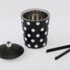 Taoered Double Wall Black & White Polka Dotted Ice Bucket with Lid and Tongs (7" x 7") Stainless Steel 'Ice Bucket'