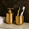 61aksXTjC9L._SL1024_ (1) Brushed Gold Bathroom Accessory Set 'Soap, Lotion or Sanitizer Dispenser' 425ml & Accessory Holder, Refillable Pump, Stainless Steel 'Made in India'