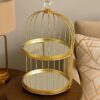 14 Inch Round Gold Metal 2-Tier With Mirror Tray Cake Stand Snack Platter For Home Decor (Gold)