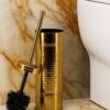 Premium Hammered Golden Toilet Brush with Holder | Stainless Steel, Stylish Size (10L x 10W x 40H Centimeters)