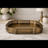 Antique Brass 'Handcrafted Brass & Steel' Serving or Decorative Tray Set of 1 (Large Size), Rectangular, Size- 11.5" (Sqaure),