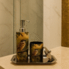 Luxury Enamel Coated Bathroom Set with Bird Design – Soap Dispenser, Tumbler & Tray | Premium Vanity Countertop Accessories for Modern Home & Guest Bathroom Décor