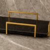 Rectangle Black  Marble Tray W/Gold Metal for Decor & Serving Also Use, Size (12L x 6W x 2.5H Inch)