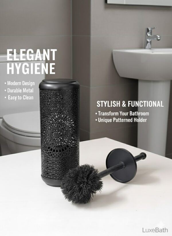 WhatsApp Image 2025-11-19 at 2.33.54 PM Premium Matte Black Toilet Brush with Decorative Holder – Modern Laser-Cut Design – 9L × 9W × 40H cm