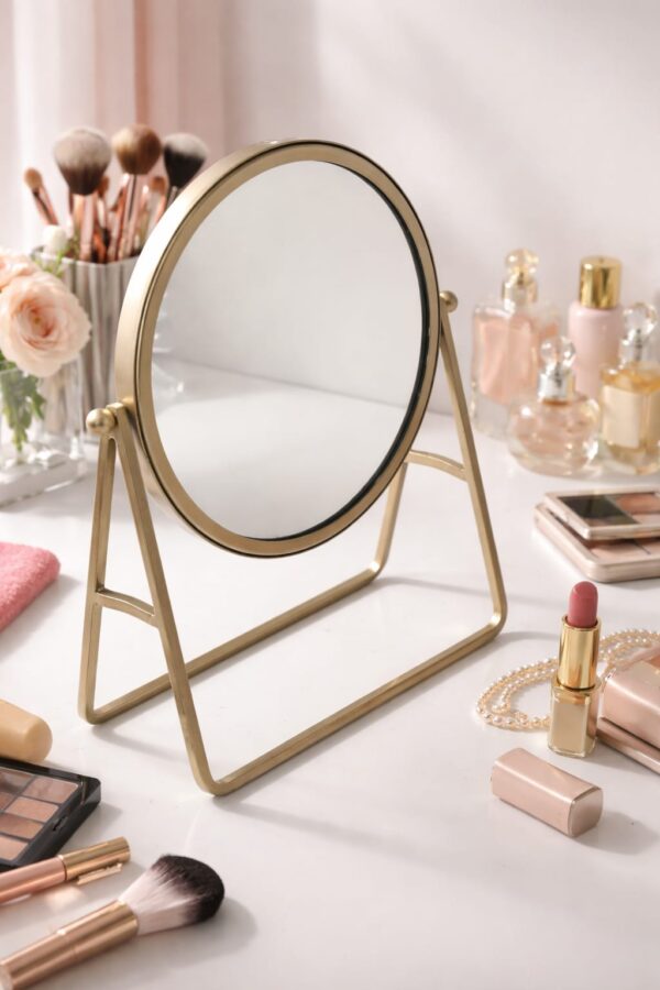 WhatsApp Image 2025-12-23 at 11.09.10 AM Premium Gold Finish Bathroom Vanity Mirror | Adjustable Round Countertop Mirror