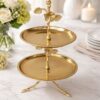 WhatsApp Image 2025-12-30 at 4.53.39 PM Premium Two-Tier Cake Stand in Stainless Steel with Antique Brass Finish – Floral & Bird Design Dessert / Cupcake / Serving Stand