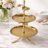 WhatsApp Image 2025-12-30 at 4.57.52 PM Premium Two-Tier Cake Stand in Stainless Steel with Antique Brass Finish – Floral & Bird Design Dessert / Cupcake / Serving Stand