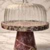 Luxury Marble Cake Stand with Ribbed Glass Dome Cover – Premium Dessert Display Pedestal for Cakes, Pastries & Home Décor