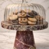 Luxury Marble Cake Stand with Ribbed Glass Dome Cover – Premium Dessert Display Pedestal for Cakes, Pastries & Home Décor