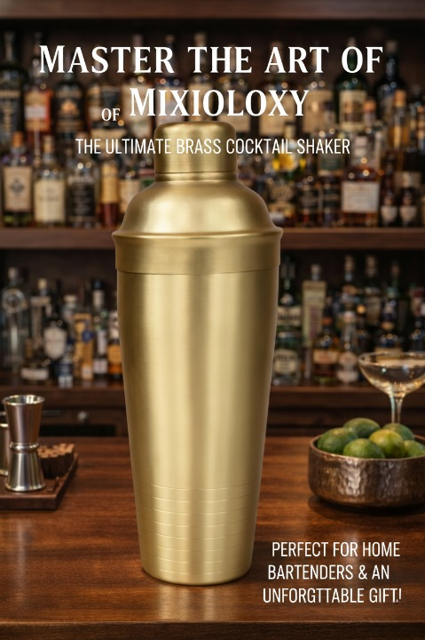 Premium 750 ML Boston Style Cocktail Shaker – Stainless Steel Gold Finish Bar Shaker for Mixing, Straining & Professional Drink Making