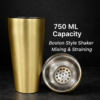 Premium 750 ML Boston Style Cocktail Shaker – Stainless Steel Gold Finish Bar Shaker for Mixing, Straining & Professional Drink Making