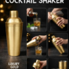 Premium 750 ML Boston Style Cocktail Shaker – Stainless Steel Gold Finish Bar Shaker for Mixing, Straining & Professional Drink Making