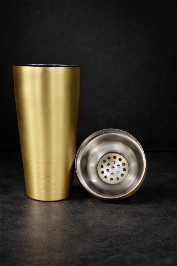Premium 750 ML Boston Style Cocktail Shaker – Stainless Steel Gold Finish Bar Shaker for Mixing, Straining & Professional Drink Making