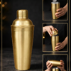 Premium 750 ML Boston Style Cocktail Shaker – Stainless Steel Gold Finish Bar Shaker for Mixing, Straining & Professional Drink Making