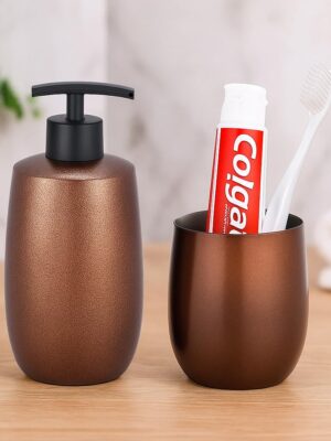 Soap Dispenser for Bathroom | Sanitizer Dispenser | 420 ML with Refillable Pump Bathroom Accessories Items (Granite Bronze)