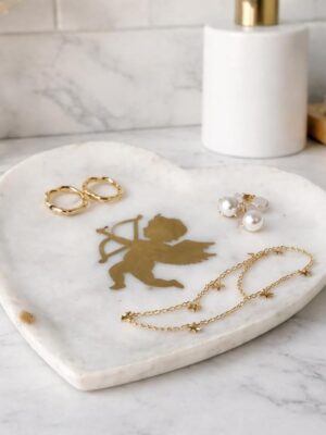 Heart Shape White Marble Tray/Plate (8.5 × 7.5 Inch)