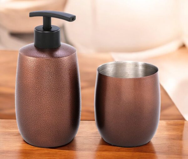 7121dB3iOYL._SL1500_ Soap Dispenser for Bathroom | Sanitizer Dispenser | 420 ML with Refillable Pump Bathroom Accessories Items (Granite Bronze)