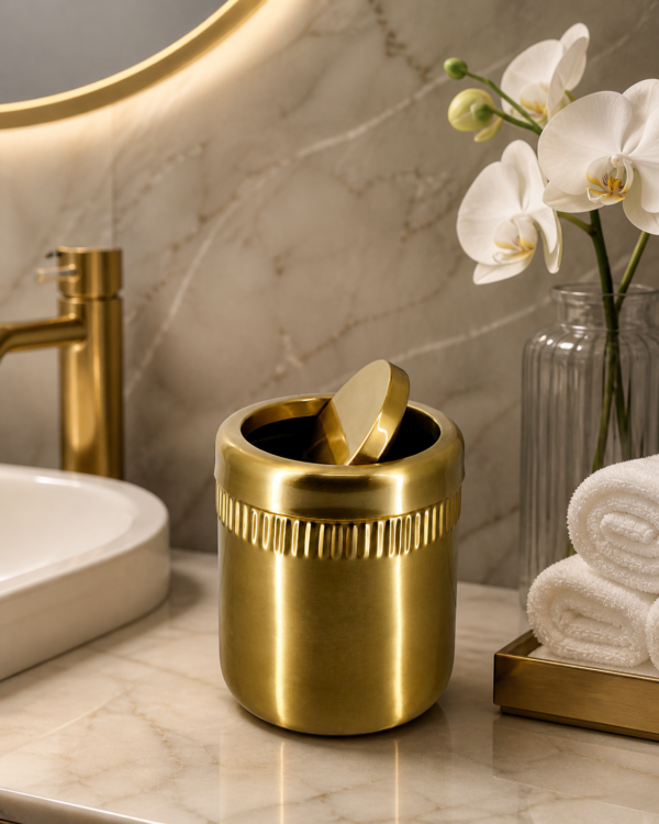 ChatGPT Image May 1, 2026, 03_39_35 PM Premium Metal Mini Swing Bin for Bathroom with Lid – 5.5 Inch Diameter, 6.5 Inch Height